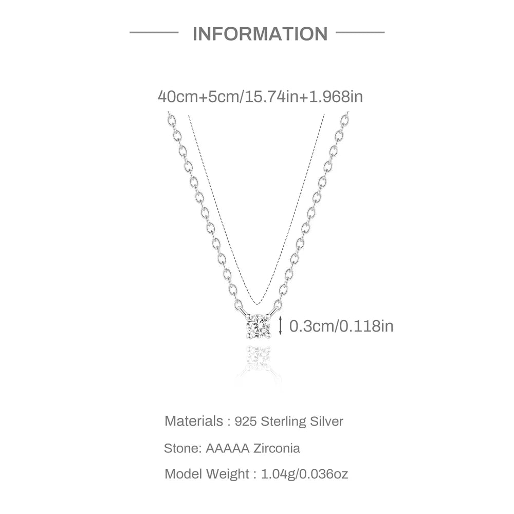 CANNER 2/3/4mm Moissanite Pendant Necklaces 925 Sterling Silver Necklace Chain For Women Ins 18K Gold Classic Minimalism Jewelry