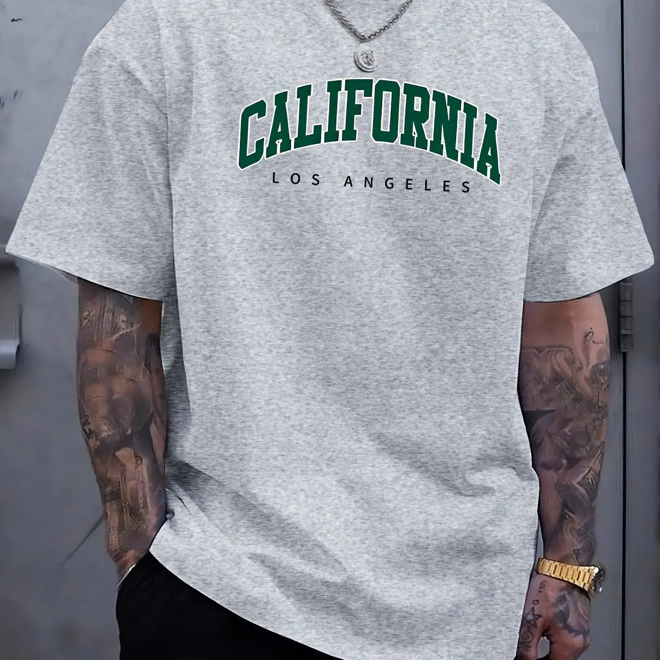 Summer Men's 100% Cotton Casual Sports Loose Large california letter Printed