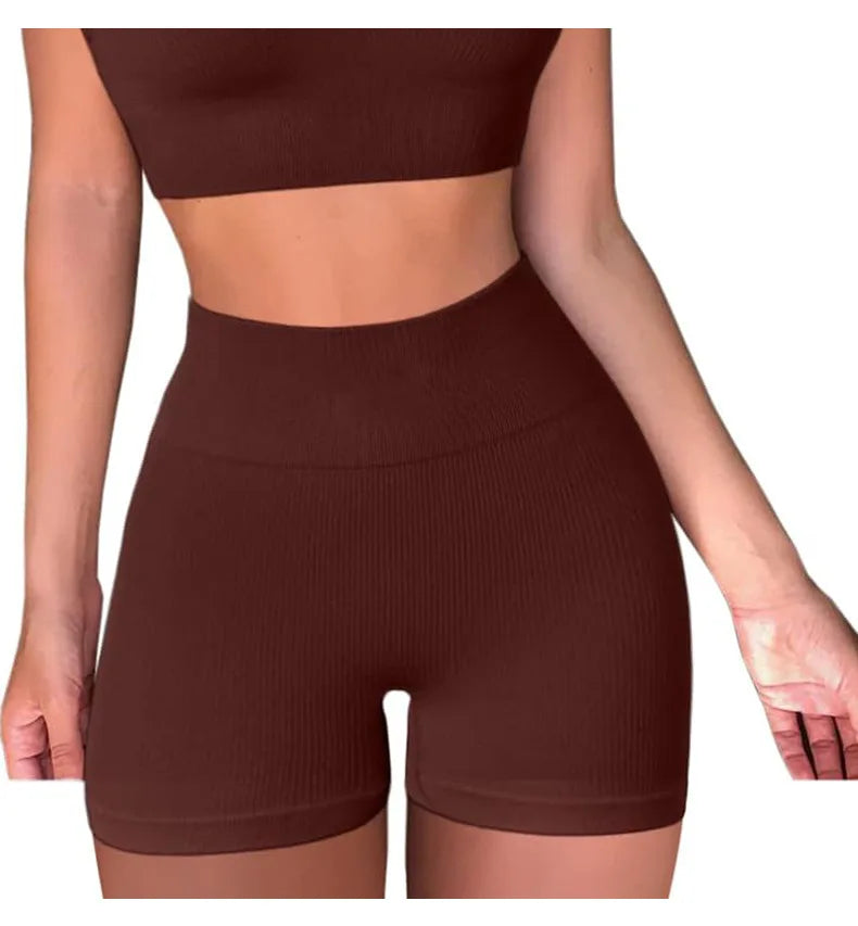 Seamless Gym Sexy Shorts Woman Summer Sport Fitness Shorts Thread Striped Skinny Activewear Running Compression Shorts
