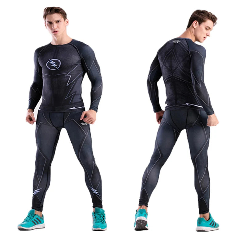 Rashguard Super T-Shirt Men's Long Sleeve Compression Tight Fitness Gym Sports Digital Printing Running Tracksuit Hero Jerseys