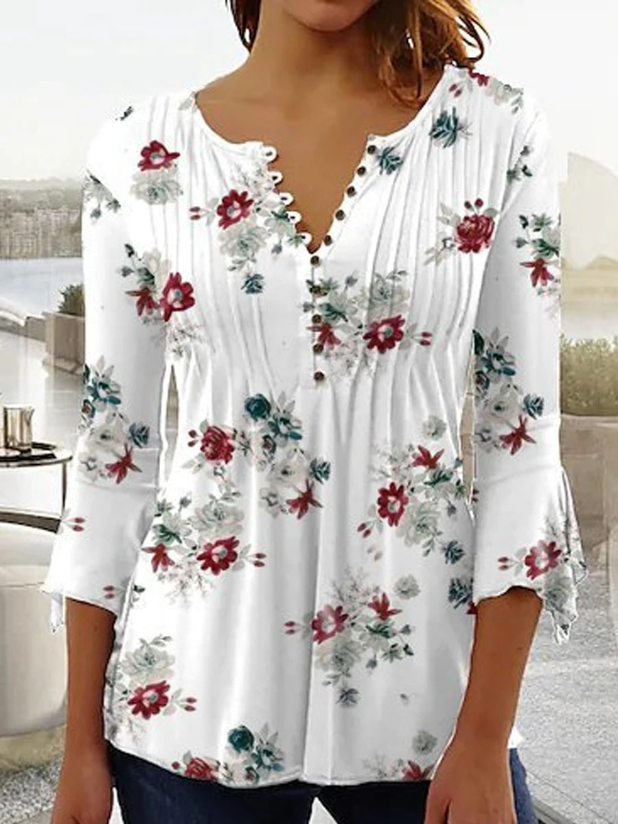 Elegant Woman Shirt Casual Fashion Temperament Blouse Printed Shirt Woman Street Top