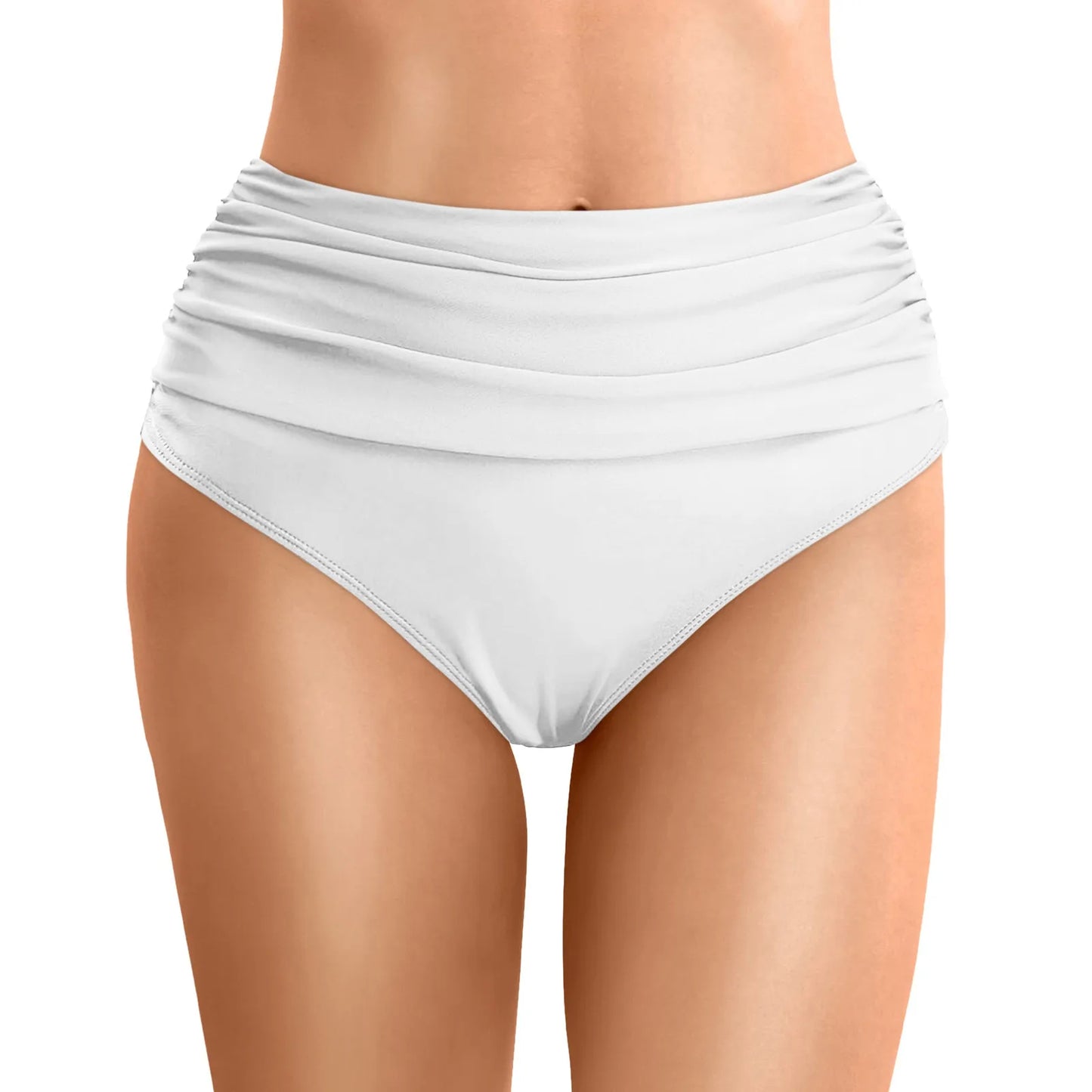 Women Plus Size High Waist Bikini Bottoms Swim Briefs Beach Shorts Ruched Bottom High Cut Swim Bottom Full Coverage Underwear