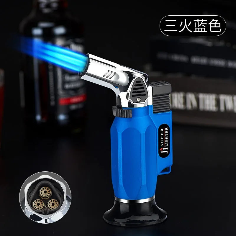New Windproof Inflatable Lighter Metal Visible Window Jet Flame Turbine Outdoor Lighter Cigar Barbecue Camping Tool