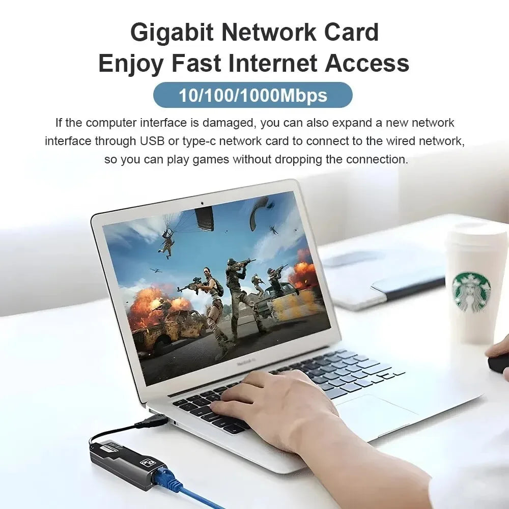 USB Gigabit Ethernet Adapter 2500Mbps USB 3.0 Network Card to RJ45 Lan Driver Free For Desktops Laptop Macbook PC Accessories