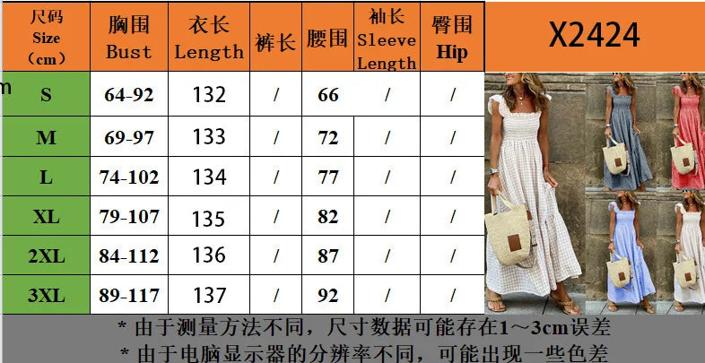 Elegant Plaid Slip Maxi Long Dress Summer Women Strapless Ruffle Backless Pleated Elastic Waist Boho Party Swing Loose Dresses