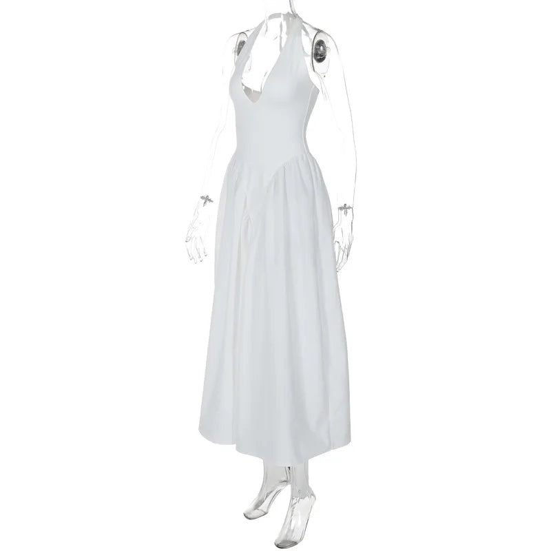 Ladies Summer Evening Party New Fashion Dress Women Sleeveless Backless V-Neck Sexy Birthday Long Dresses 2025 Woman Streetwear