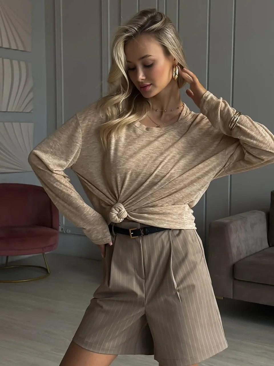 Hirsionsan 2025 Basic soft T Shirts Women Summer autumn Long Sleeves Loose Bottom Tees Ladies Casual Knitted Soft Woman Tops