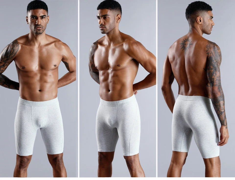 4pcs long boxers for men underwear plus size Men's panties sexy long leg underpants cotton Mens boxer shorts fashion male Trunk