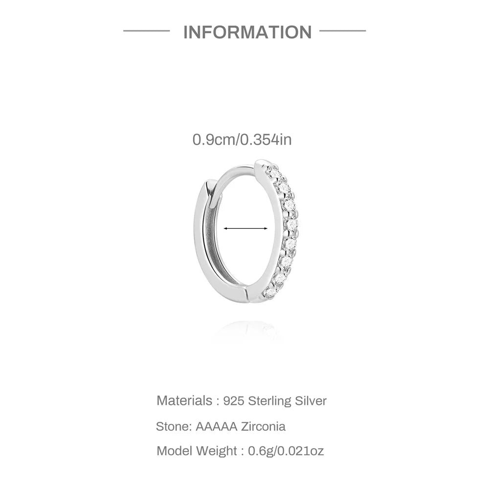 CANNER 1PC Moissanite Horse Eye Puncture Ear Stud For Women 925 Sterling Silver INS 2/3/4mm Round Circle Earring Wedding Gift