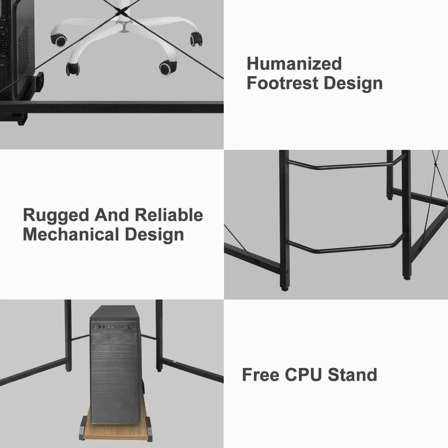 Homfa 66.5"(170cm) L Shape Desk Computer Gaming Laptop Desk Home Office Corner Workstation Table Study Desk 170x120x75cm