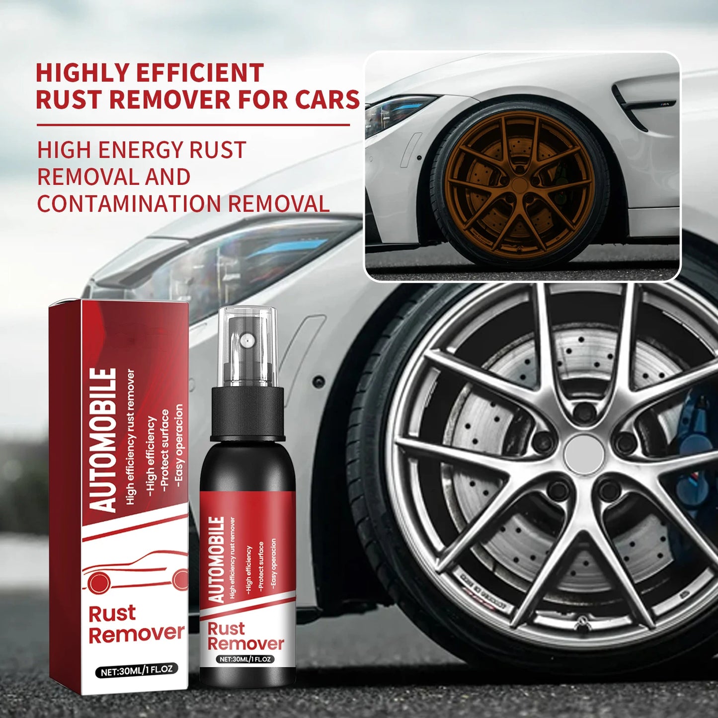 Rust Removal of Car Motorcycles Truck Automobile Exhaust Pipe Wheel Brake Discs Remove Rust Multifunction Cleaning Renovation
