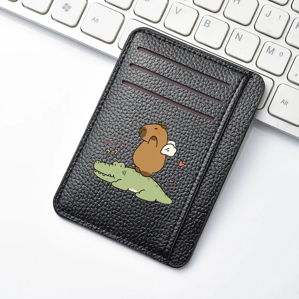 Women Ultra-thin Credit Card Holder PU Leather Multi Slot Cute Credit Card Bag