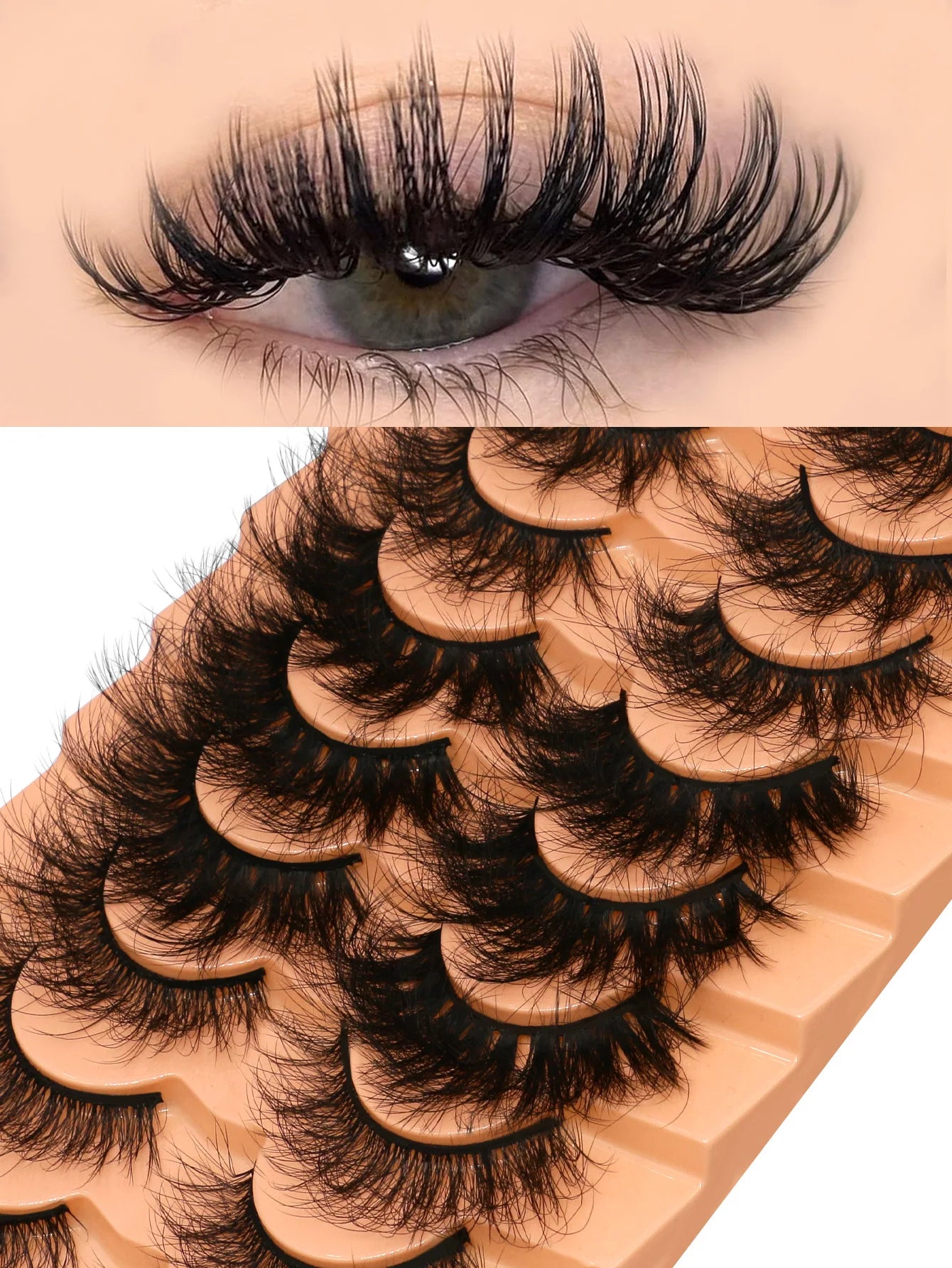 GROINNEYA Cat Eyelashes Fluffy 3D Mink Eyelashes Natural Look False Lashes for Daily Party Wedding Lightweigh Reusable Makeup