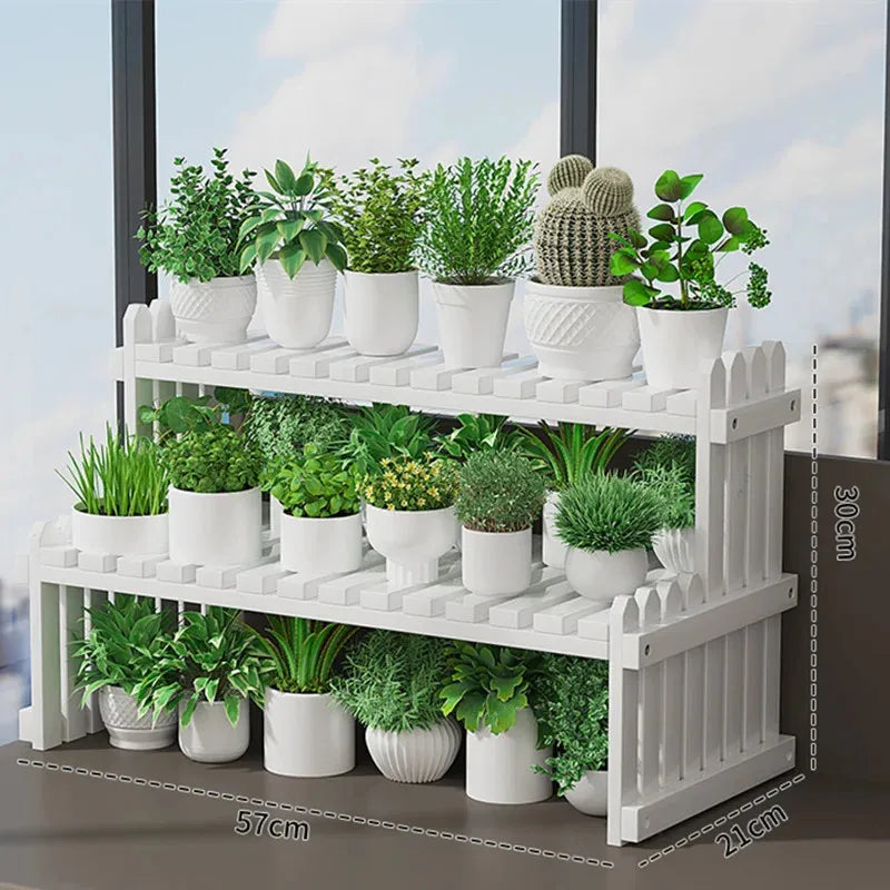 2Tier Simple Modern Decorative Natural Bamboo Flower Pot Plant Display Stand Shelf,Books Kitchen Household Supplies Storage Rack