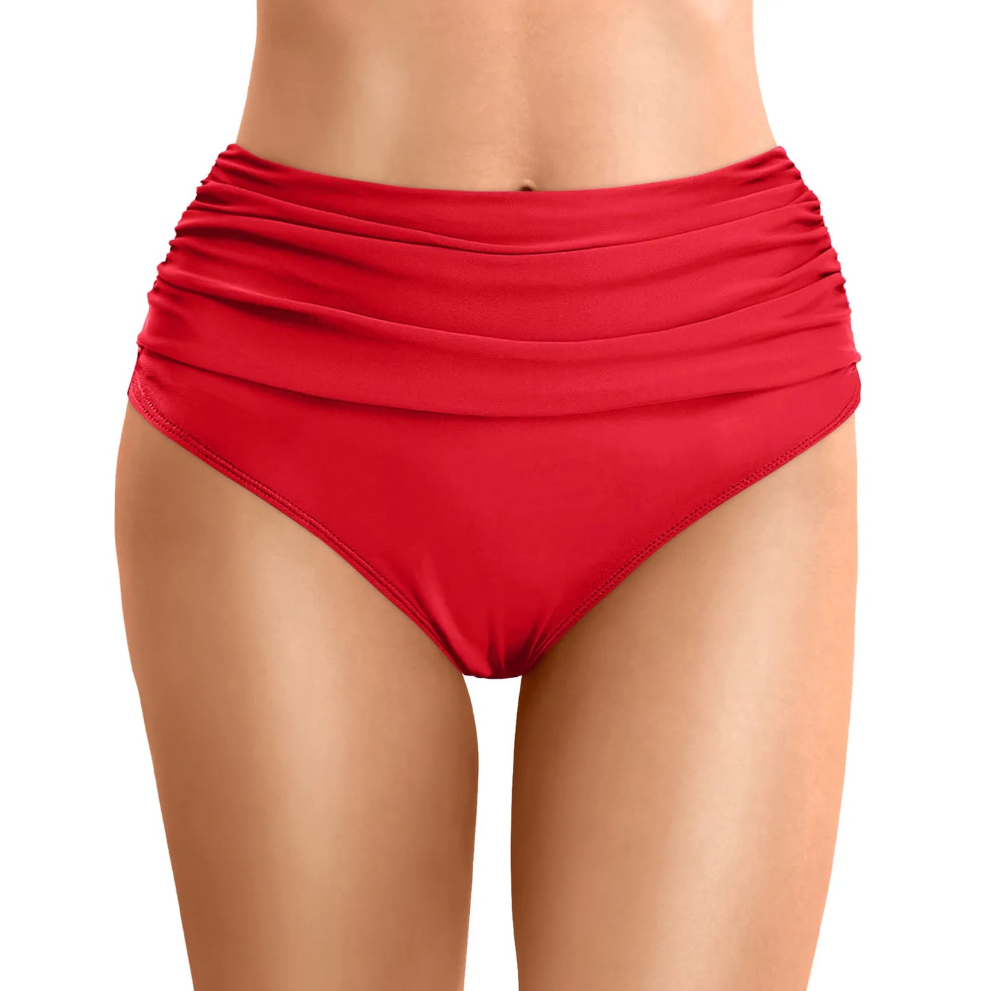 Women Plus Size High Waist Bikini Bottoms Swim Briefs Beach Shorts Ruched Bottom High Cut Swim Bottom Full Coverage Underwear