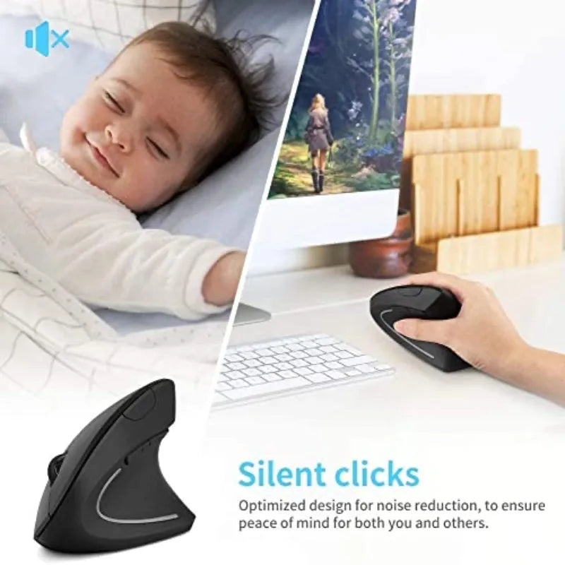 3 Levels DPI for Laptop, PC, Computer, Desktop, Notebook, Specially for Right-handers Wireless Vertical Mouse