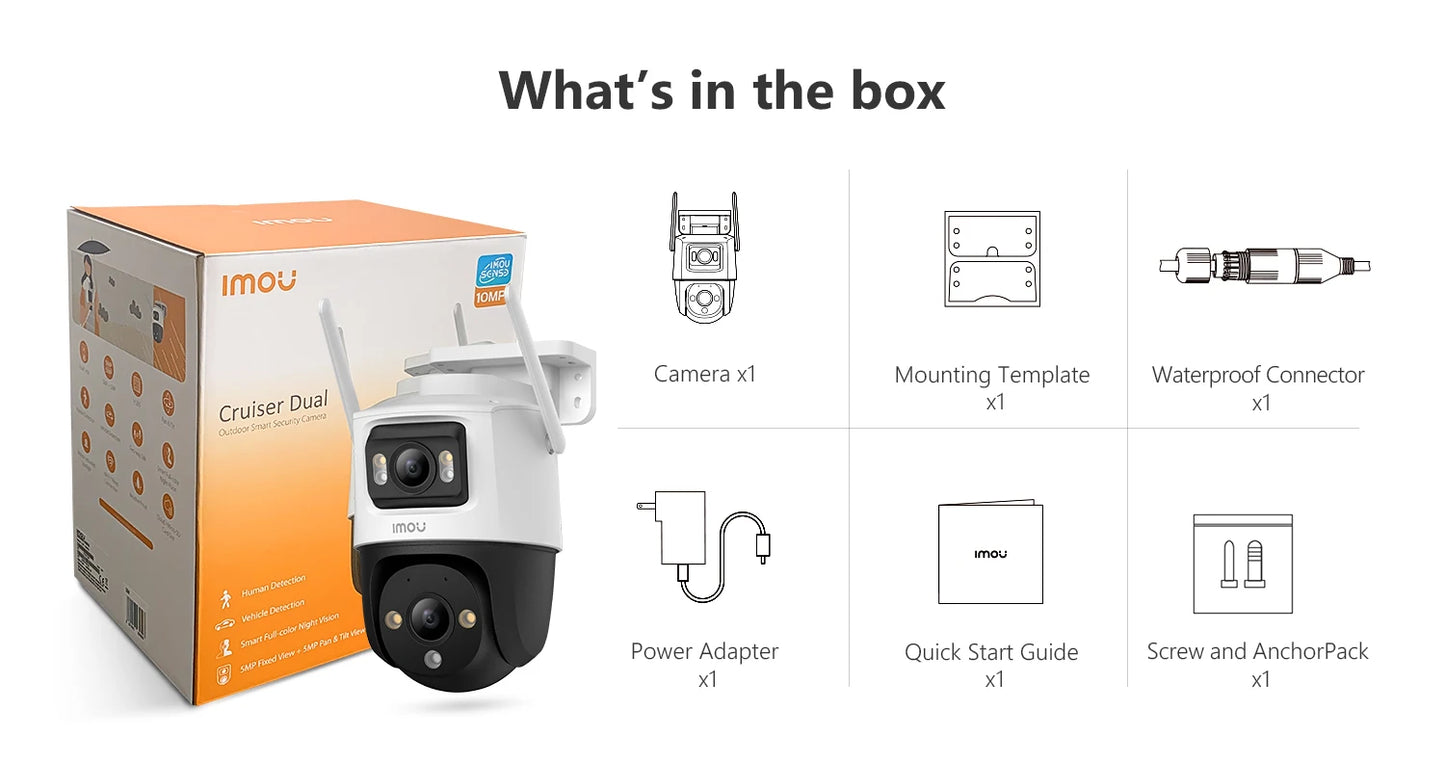IMOU Cruiser Dual 8MP Dual Lens Outdoor PT Camera Home Security IP Camera AI Human & Vehicle Detection Surveillance Camera