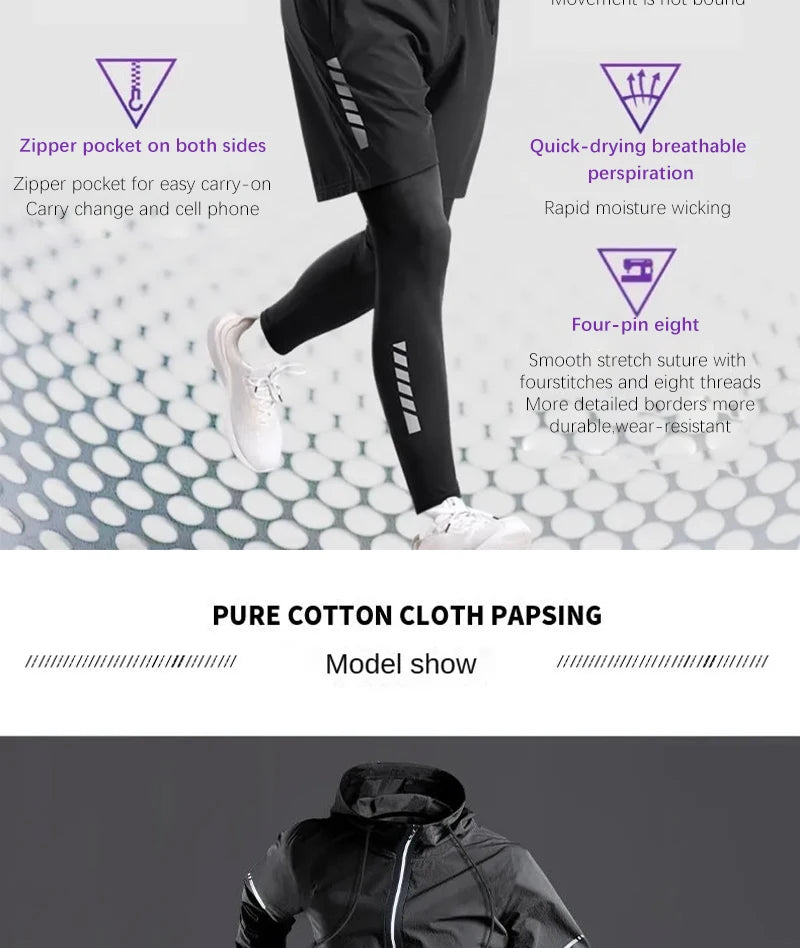 All-Season Men's Sportswear Set/Suit - Tracksuit for Running, Cycling, Fitness & Hiking,gym clothing men, jogging, boxing,5 pcs