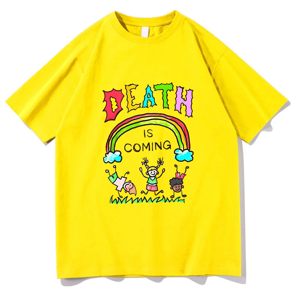 Death Is Coming T Shirt Funny Men/women Clothing Harajuku Vintage Unisex Cotton Graphic T Shirts Classic Clothes