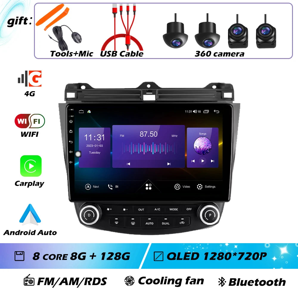 Android OS For Honda Accord 7 CM UC CL 2004 - 2007 Car Radio Navigation 4G WIFI BT No 2 Din DVD GPS CPU Multimedia Player