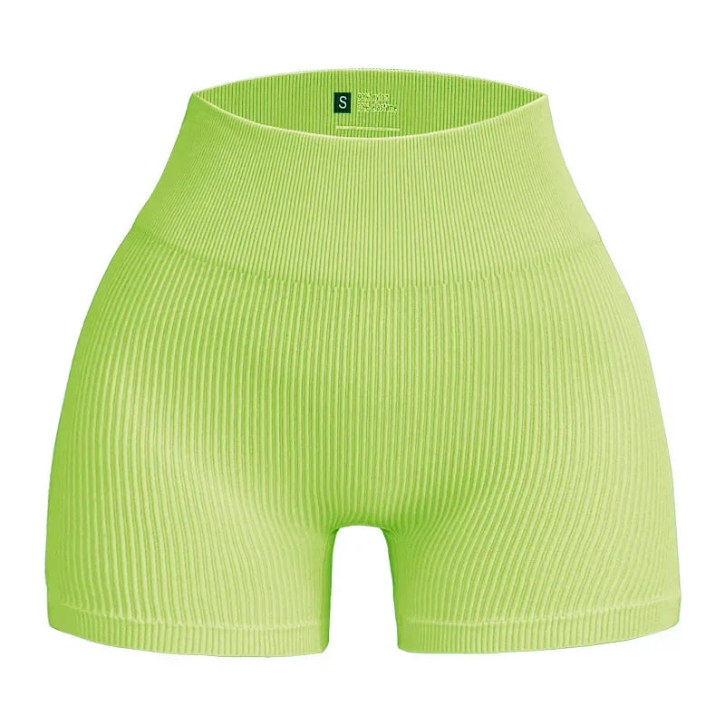 Women Thread Slim Shorts Seamless Elastic Shorts High Waist Hip Liftting Fitness Fashion Tights Gym Workout Cycling Yoga Shorts