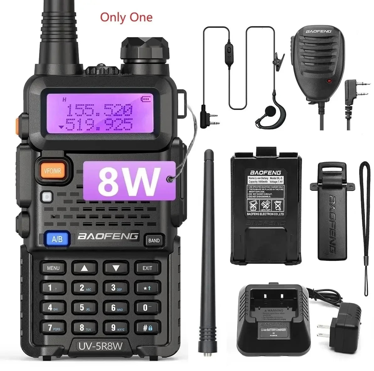 1/2X Baofeng UV-5R 8W Tri-Power Walkie Talkie High Power Dual Band Long Range 128CH Portable Handheld UV 5R Ham Two Way Radio