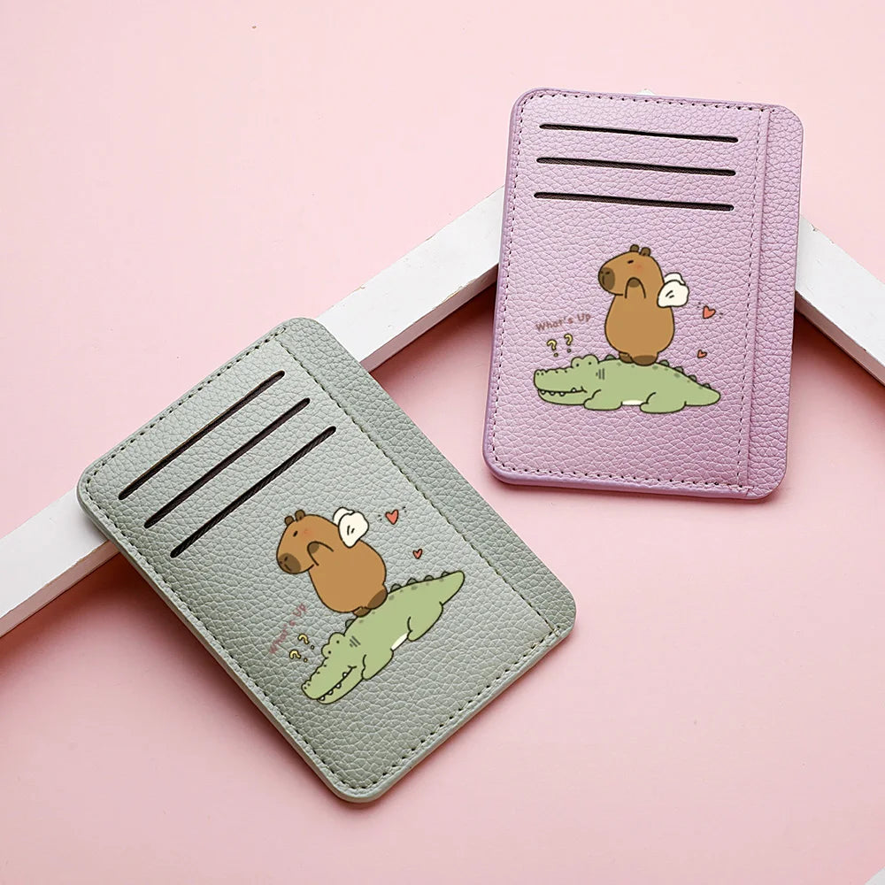 Women Ultra-thin Credit Card Holder PU Leather Multi Slot Cute Credit Card Bag