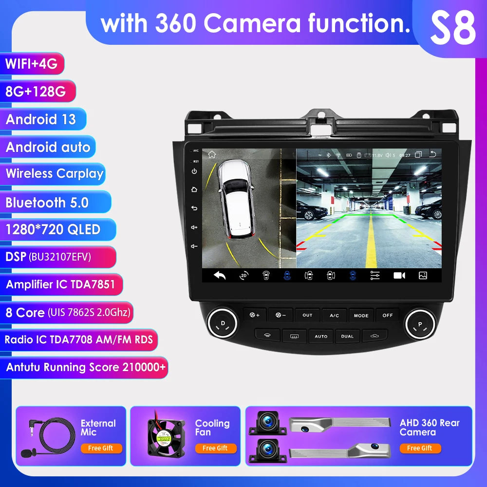 Hzipo AI Voice 10.1" Radio For Honda ACCORD 7 2003 2004 2005 2006 2007 2din Android Auto Carplay 4G Car Multimedia GPS Autoradio