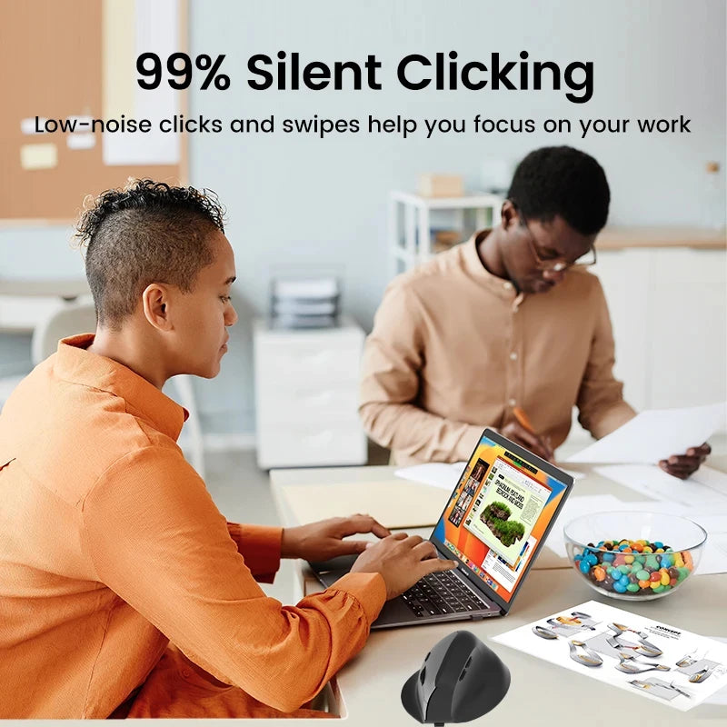 Vertical Mouse Ergonomic 2.4GHz Wireless Optical Mice Bluetooth 5.2 DPI 800/1200/1600 6 Buttons for Laptop PC Computer Desktop