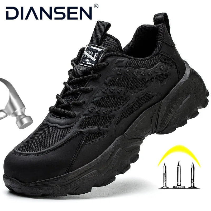 Steel Toe Kevlar-Midsole Safety Shoes Men, Lightweight Breathable Anti-Puncture Anti-Smash Non Slip Industrial Work Boots