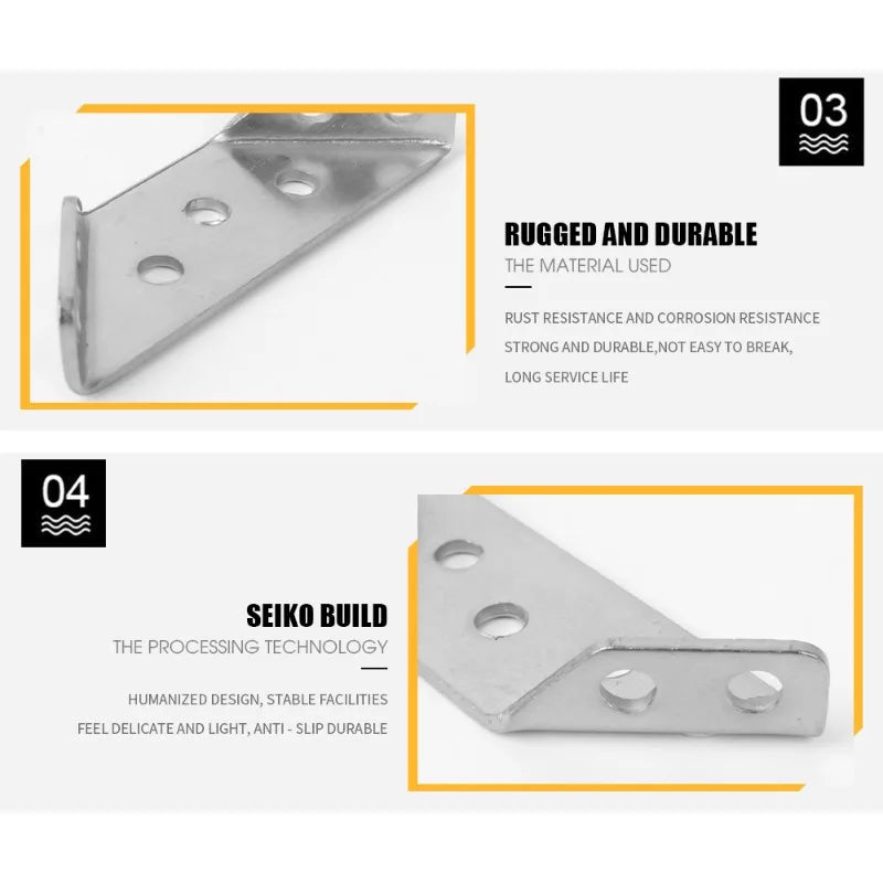 10/1set Corner Brackets Stainless Steel Furniture Angle Shelf Connector Cabinet Support Fixing Frame Corner Brace with Screw