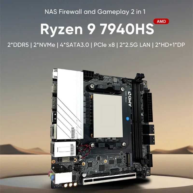 Topton N17 NAS Gaming Motherboard AMD Ryzen 9 8945HS 7940HS R7 8745HS 7840HS 2*2.5G LAN Firewall Mainboard 4*SATA 2*NVMe PCIEx8