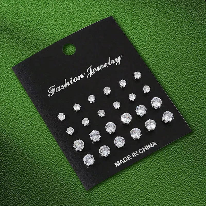 1Set For Women Men Jewelry Accessories Gifts Fashion Luxury Rhinestone Stud Earrings Set Shiny Simple Wedding Stud Earrings