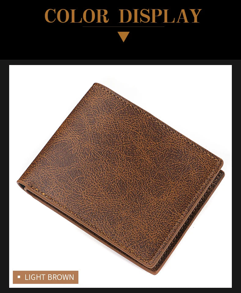 Men's Fashion Retro Business Short Wallet Multi Card Slot Horizontal Soft Pu Leather Men's Wallet