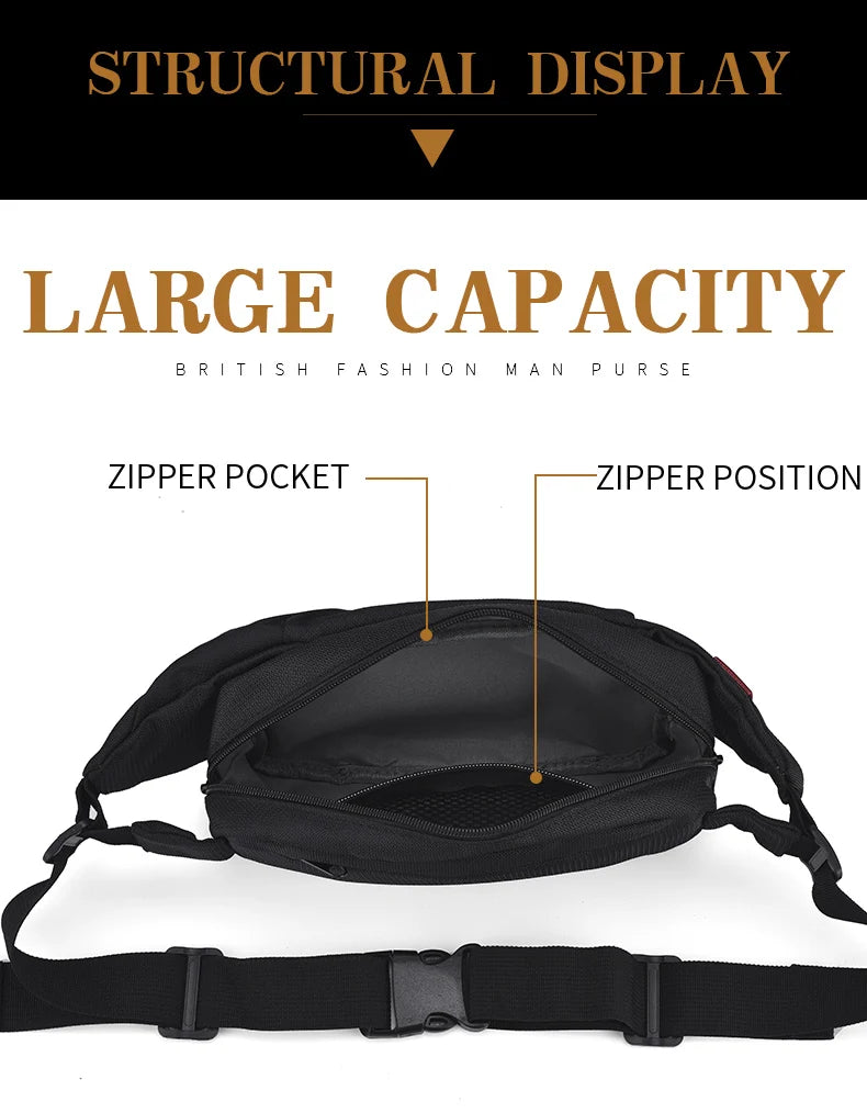 Men's Chest Bag Minimalist Outdoor Sports Waist Pack Oxford Cloth Large Capacity Mobile Phone Bag Fashion Oblique Shoulder Chest