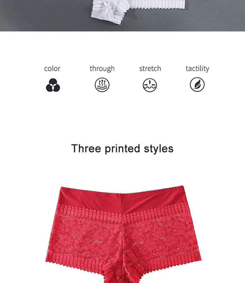 3PCS Women Lingerie Panties Sexy Lace Cheeky Plus Size High-waist Panties Female Briefs Ladies Seamless Breathable Underwear