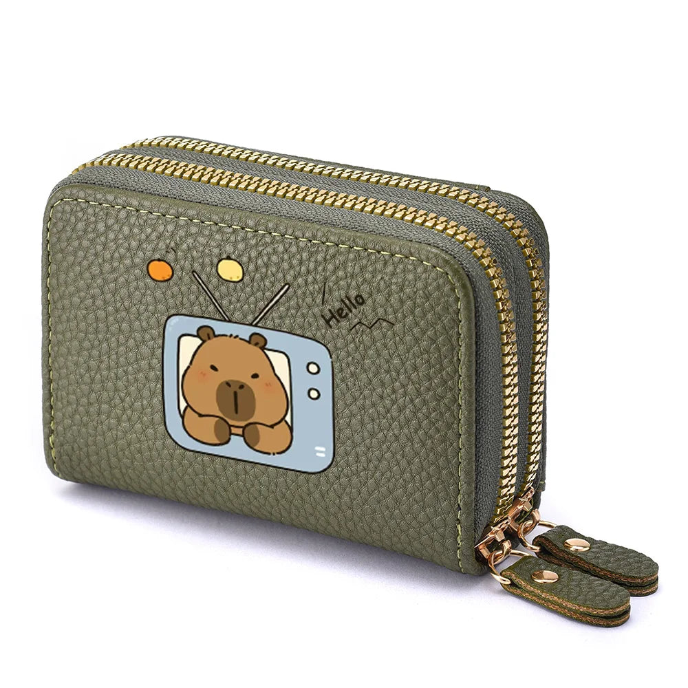 Capybara Wallet Anime Credit Card Holder Cartoon Girl PU Leather Cute Wallet Girl's Birthday Gift