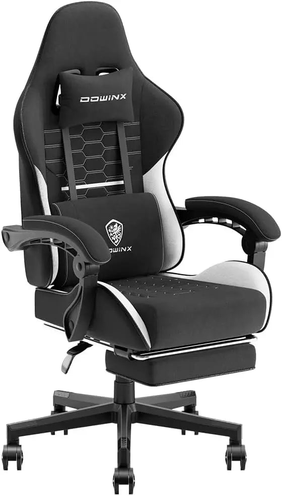 Dowinx Gaming Chair Fabric with Pocket Spring Cushion,Game Chair Cloth with Headrest, Ergonomic Computer Chair with Footrest
