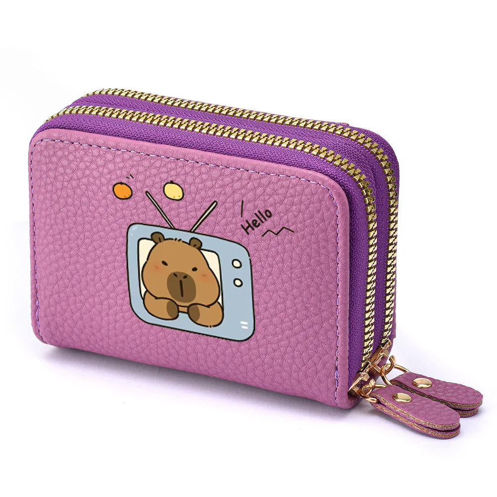 Capybara Wallet Anime Credit Card Holder Cartoon Girl PU Leather Cute Wallet Girl's Birthday Gift