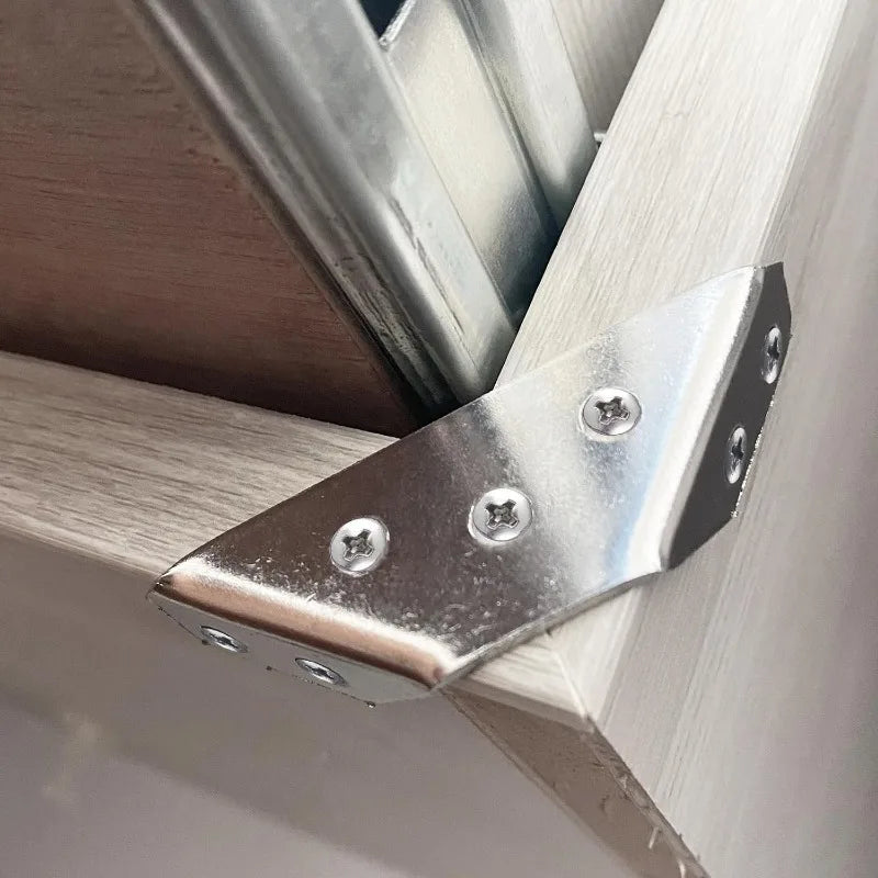 10/1set Corner Brackets Stainless Steel Furniture Angle Shelf Connector Cabinet Support Fixing Frame Corner Brace with Screw