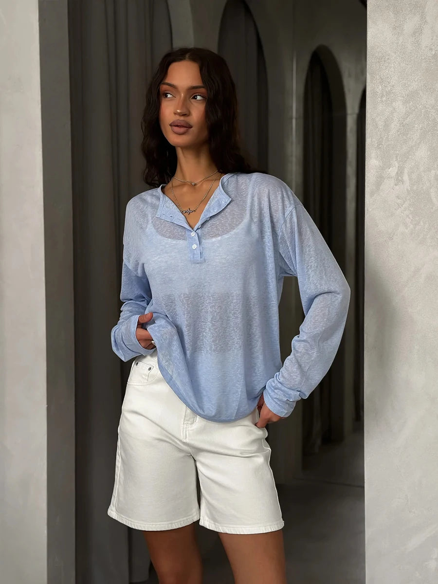 Hirsionsan 2025 Basic soft T Shirts Women Summer autumn Long Sleeves Loose Bottom Tees Ladies Casual Knitted Soft Woman Tops