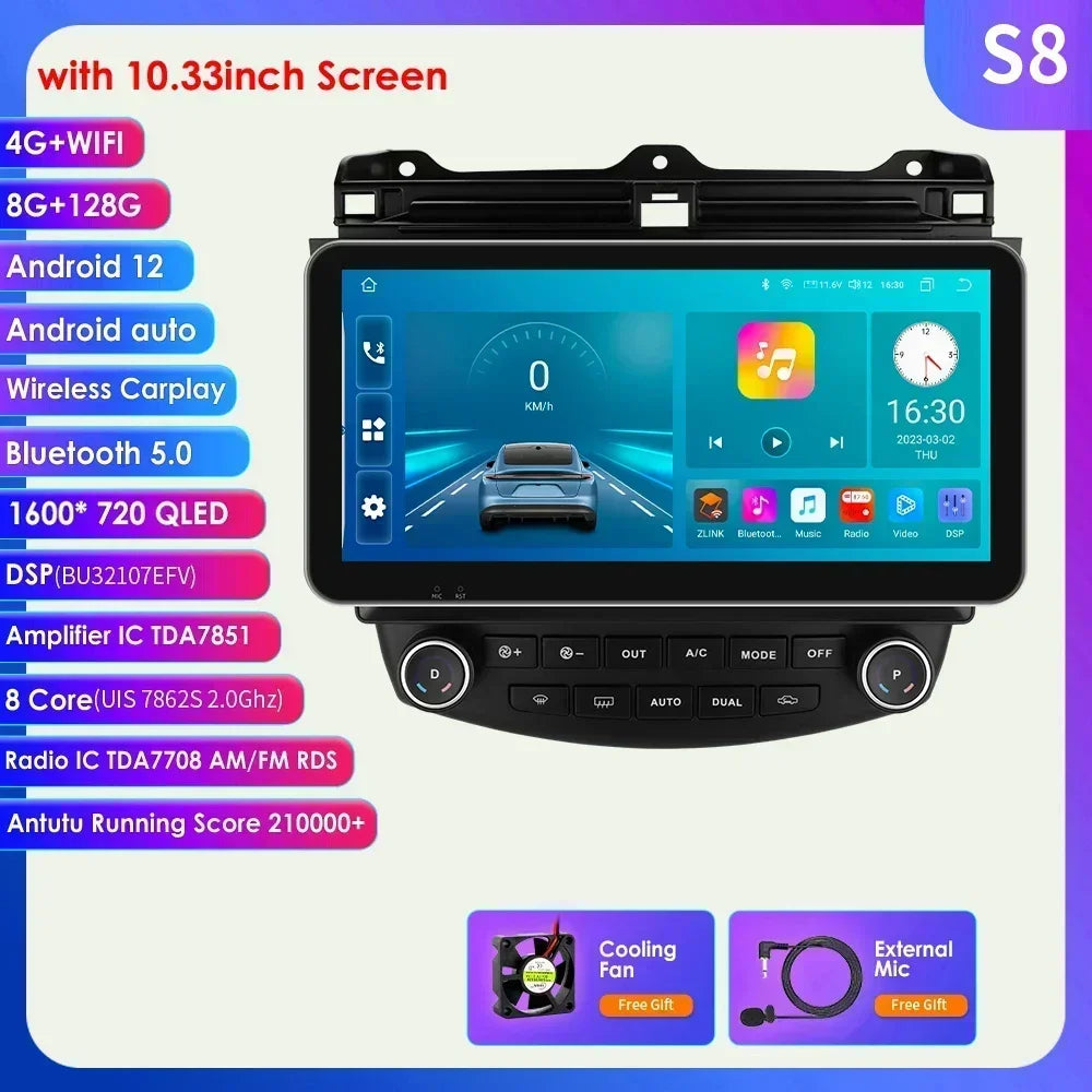 Carplay Android Car Radio For Honda ACCORD 7 2003-2007 Multimedia player GPS Navi Stereo 7862 Autoradio 2din Diesel screen 4G BT