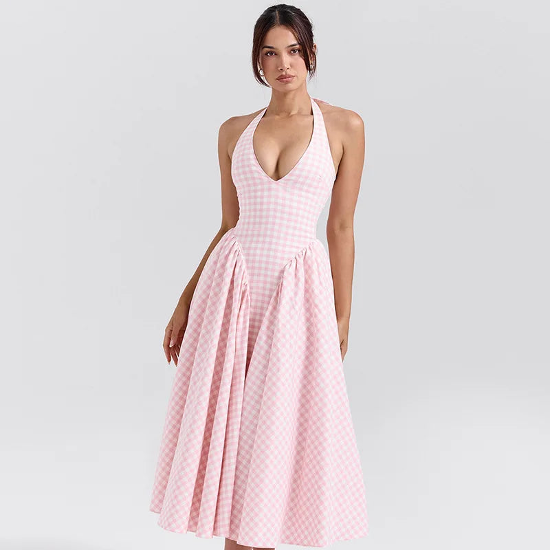 Ladies Summer Evening Party New Fashion Dress Women Sleeveless Backless V-Neck Sexy Birthday Long Dresses 2025 Woman Streetwear
