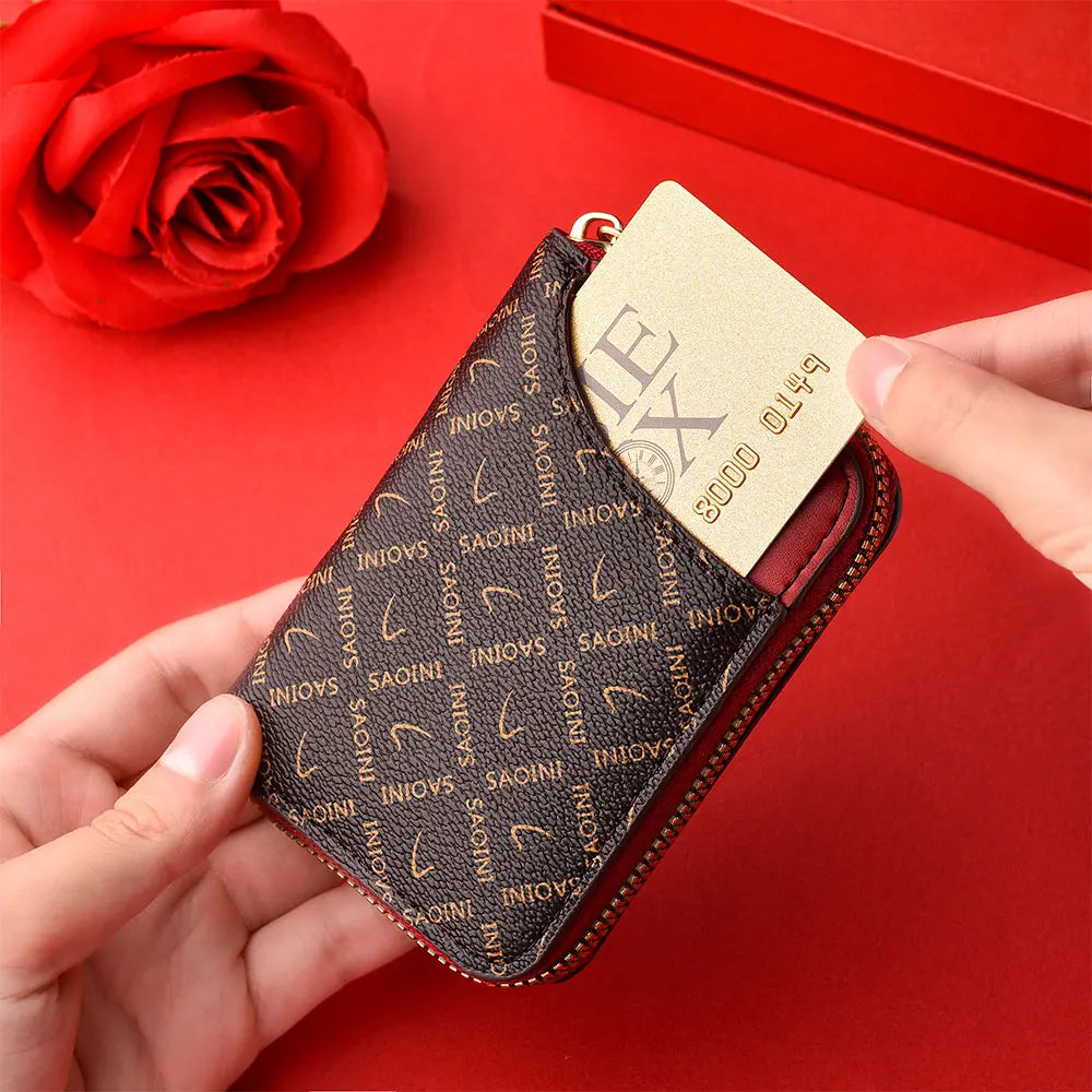 New Women's Small Wallet Premium Sense Personality Lady Credit Card Holder Fashion Multi-Slot Zipper Credit Card Wallet Women's
