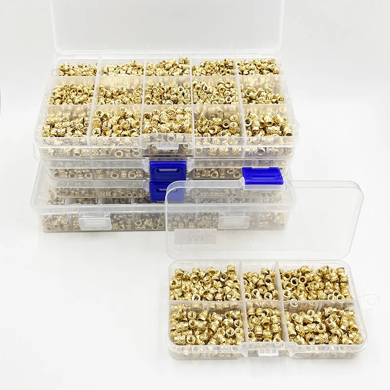 Brass Threaded Insert Nut Kit M2 M2.5 M3 M4 M5 M6 M8 Hot Melt Heat Knurled Embed Injection Copper Insertnut for 3D Print Plastic