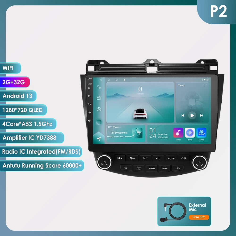 Hzipo AI Voice 10.1" Radio For Honda ACCORD 7 2003 2004 2005 2006 2007 2din Android Auto Carplay 4G Car Multimedia GPS Autoradio