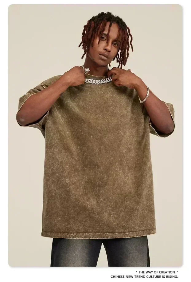 American Hip Hop Tyler The Creator Printed Washed Short Sleeve Men's T-Shirt Loose Crew Neck Top