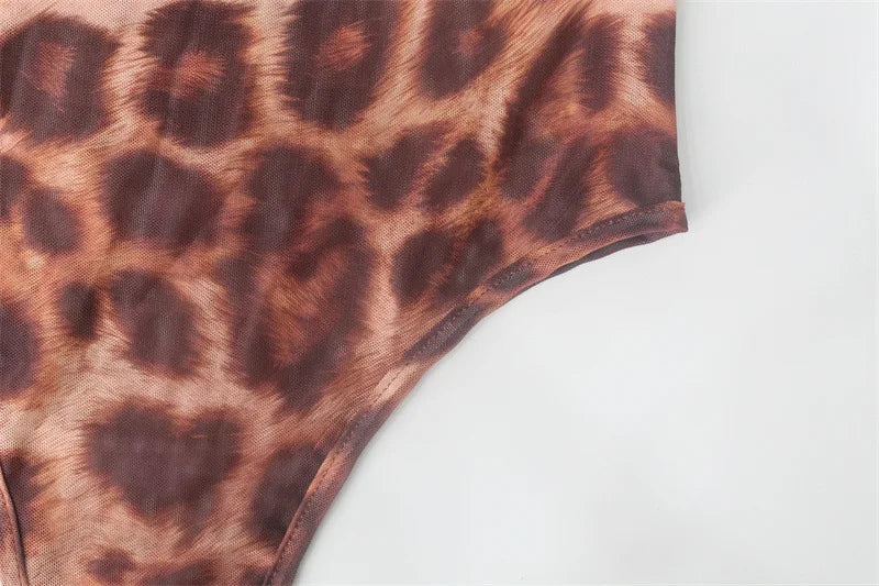 Ladies Autumn One Piece Leopard Print New Fashion Long Sleeve O-Neck Skinny Sexy Bodysuit Women Party Club Wear Y2K Fall Outfits