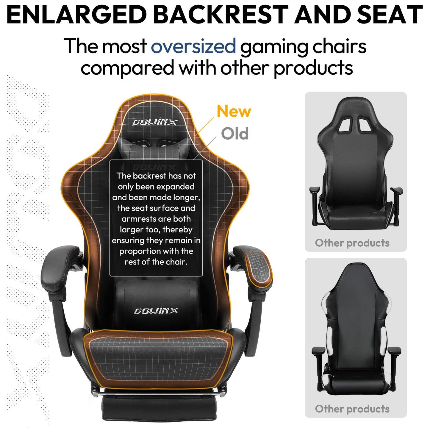 Dowinx Gaming Chair Ergonomic Office Recliner for Computer with Massage Lumbar Support, PU Leather E-Sports Gamer Chairs