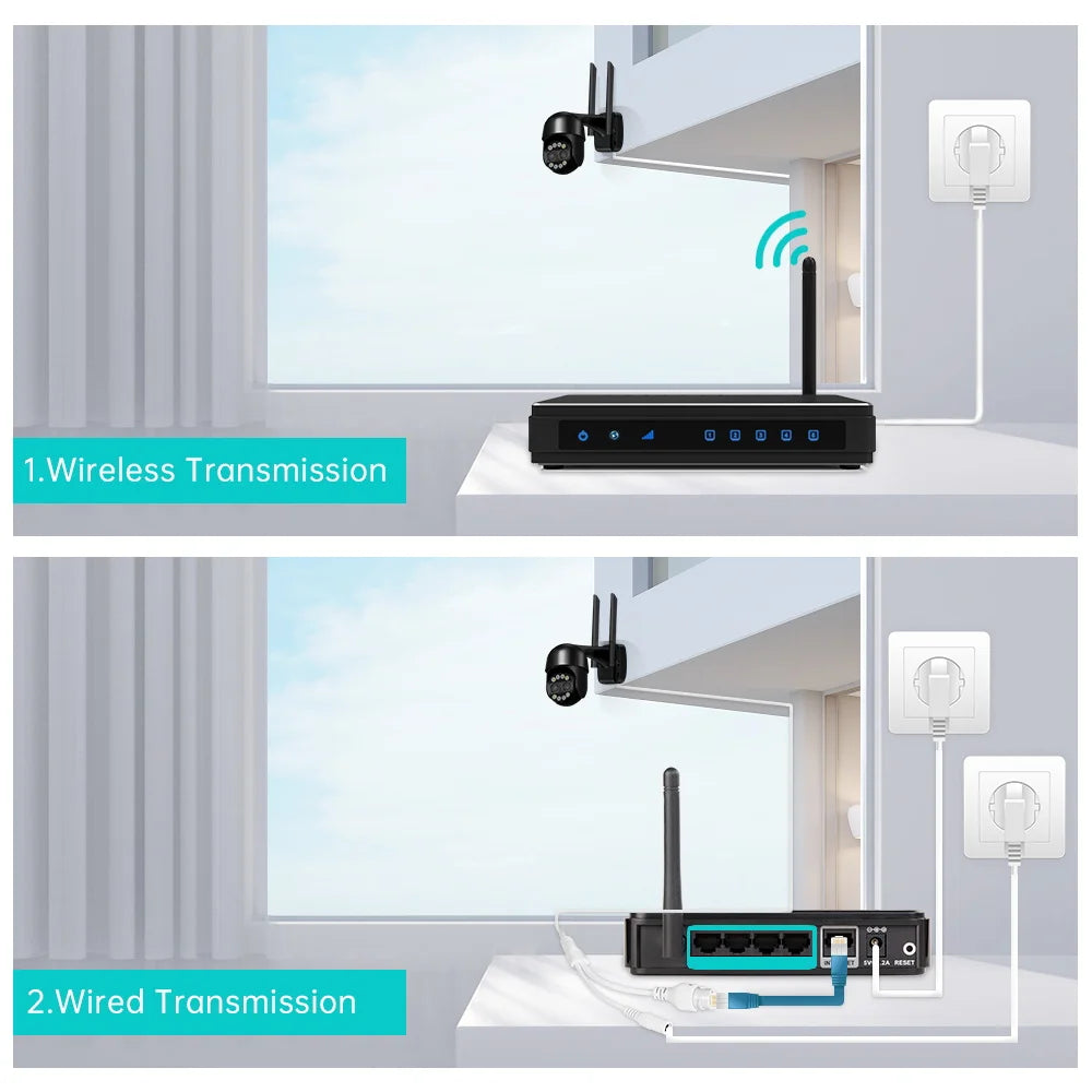 8MP 4K Dual Lens PTZ IP Camera 8x Hybrid Zoom 2.8+12mm Human Detection 4MP Audio Security ICsee Video Surveillance WiFi Camera